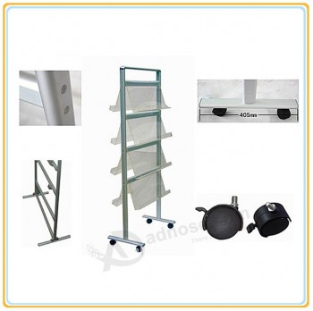 Factory direct wholesale customize top quality Mobile Literature Rack with 360-Degree Wheeles