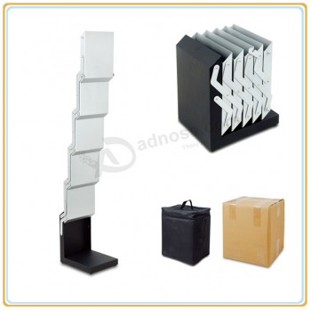 Factory direct wholesale customize top quality Floor Standing Aluminum Magazine Holder with 5 A4 Holders
