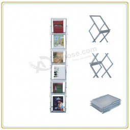 Factory direct wholesale customize top quality Free Standing Acrylic Brochure Holder Magazine Stand Display Rack (A4)