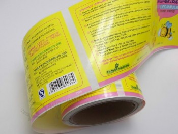 Costumbre brillo etiqueta adhesiva del papel blanco al por mayor