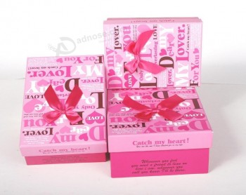 Caja de regalo de papel impresa al por mayor de encargo del color con la mariposa de la cinta