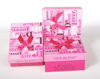 定制印刷彩色纸礼品盒用丝带蝴蝶批发