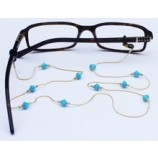 Benutzerdefinierte Türkis Farbe Gold Kette Brillen handgemachte Glas Frauen