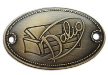 Logotipos de marca de placas de metal de design personalizado para bolsa