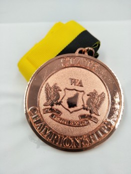 Medalla de metal de los deportes con logotipo personalizado 3d grabado barato al por mayor