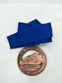 Recortar la medalla con el logotipo esmalte running con cordón de impresión impreso al por mayor barato