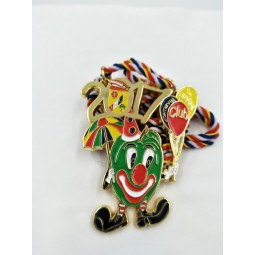Cut out Logo Enamel Running Medal with Twisted Colorful Rope Cheap Wholesale
