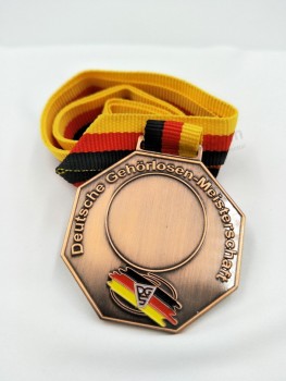 Barato personalizado antigo medalha de cobre com alemanha poliéster colhedor atacado