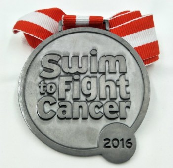 Goedkope custom antiek nikkel sport medaille met lint groothandel