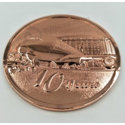 저렴 한 사용자 지정 디자인 3d 모양 구리 도금 된 sovenir 동전
