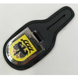 Cheap Promotion Leather Key Ring with Hard Enamel Badge Wholesale