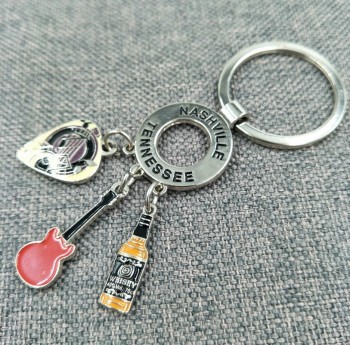 Promotion Custom Shaped Metal Pendent Keyring with Charms Cheap Wholesale