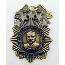 Benutzerdefinierte bronze antike messing überzogene polizei souvenir abzeichen billig großhandel