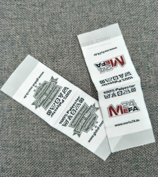 低moq柔软表面服装面料编织标签，带折叠便宜批发