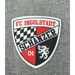 Etiqueta tejida del logotipo del nombre del equipo de fútbol al por mayor