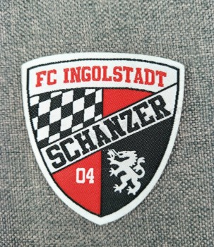 Etiqueta tejida del logotipo del nombre del equipo de fútbol al por mayor