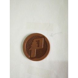 Wholesale customized high quality Small Round Shape Pressed Logo Leather Patch
