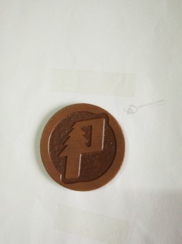 Wholesale customized high quality Small Round Shape Pressed Logo Leather Patch