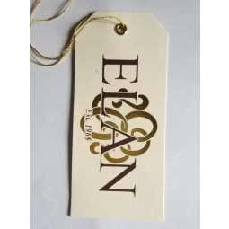 Wholesale customized high quality Gold Foil Design with String Uncoated Paper Hangtag