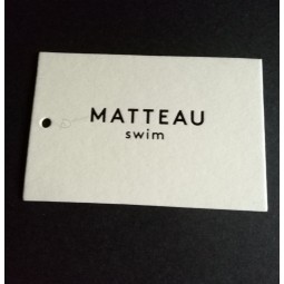 Wholesale customized high quality Printed Black Text White Thick Card Hangtag