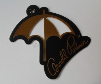 Venta al por mayor de alta calidad personalizado paraguas troquelado etiqueta de la tarJeta