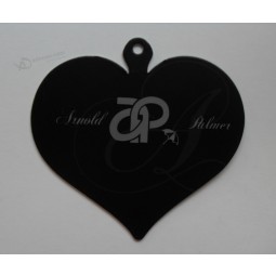 Wholesale customized high quality Die Cut Heart Shape Printed Black Hangtag