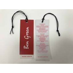 Wholesale customized high quality Red Paper Card and Rice Paper Clothing Hangtag