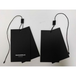 Wholesale customized high quality Black Card Silkcreen Printed Clothing Hangtag