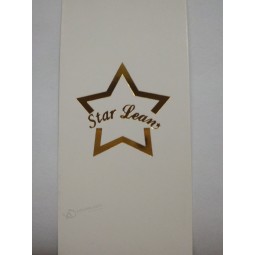 Wholesale customized high quality Gold Foil Design on White Paper Hangtag