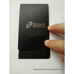 Wholesale customized high quality Silver Foil Logo Printing Black Hangtag