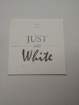 Atacado direto da fáBrica personalizado top qualidade cartão de papel Branco folha de prata logotipo Tag do vestuário