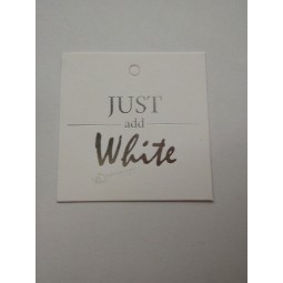 Factory direct wholesale customized top quality White Paper Card Silver Foil Logo Garment Tag