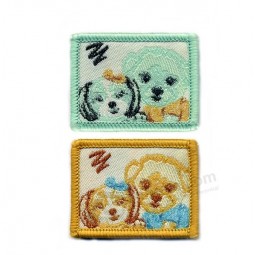 Factory direct wholesale customized top quality Dogs Design Damask Woven Patch