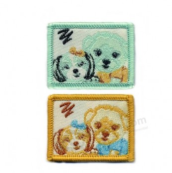 Factory direct wholesale customized top quality Dogs Design Damask Woven Patch