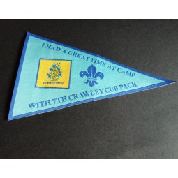 Factory direct wholesale customized top quality Flag Shape Laser Cut Border Woven Badge