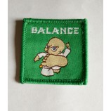 Factory direct wholesale customized top quality Green and Yellow Rectangle Shape School Woven Badge