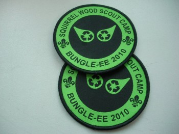Factory direct wholesale customized top quality Round and Thin Laser Cut Border School Woven Badge