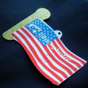 Factory direct wholesale customized top quality Gold Metallic Thread Laser Cut Flag Shape Woven Badge