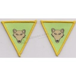 Factory direct wholesale customized top quality Triangle Shape Overlocking Clothing Woven Patch