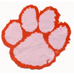Factory direct wholesale customized top quality Laser Cut Pug Shape Woven Badge