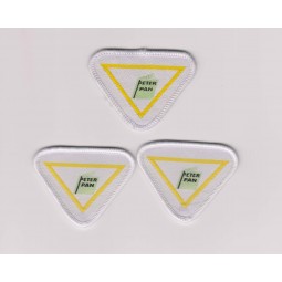 Customized top quality Triangle Overlocking Border for Clothing Woven Badge
