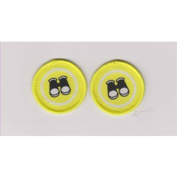 Wholesale customized high-end Yellow Base Black Text Small Woven Badge