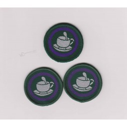 Wholesale customized high-end Overlocking Round Shape Woven School Badge