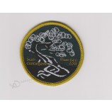 Wholesale customized high-end Merrow Round Shape Garment Woven Badge