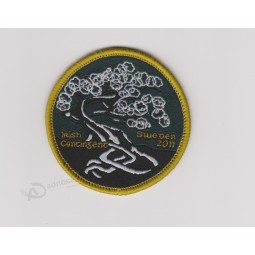 Wholesale customized high-end Merrow Round Shape Garment Woven Badge