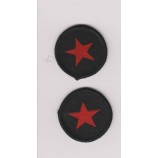 Wholesale customized high-end Black Background Red Star Garment School Woven Badge