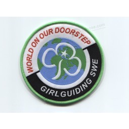Wholesale customized high-end Backing and Merrow Green Border Woven Badge