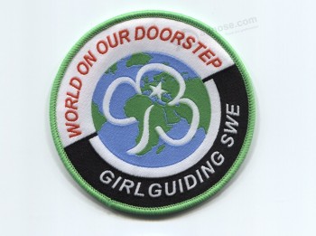Wholesale customized high-end Backing and Merrow Green Border Woven Badge