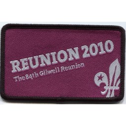 Wholesale customized high-end Purple Background with White Text Woven Badge