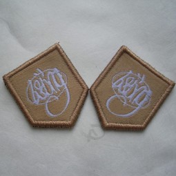 Wholesale customized high-end Black Mesh Backing Embroidery Border Woven Badge